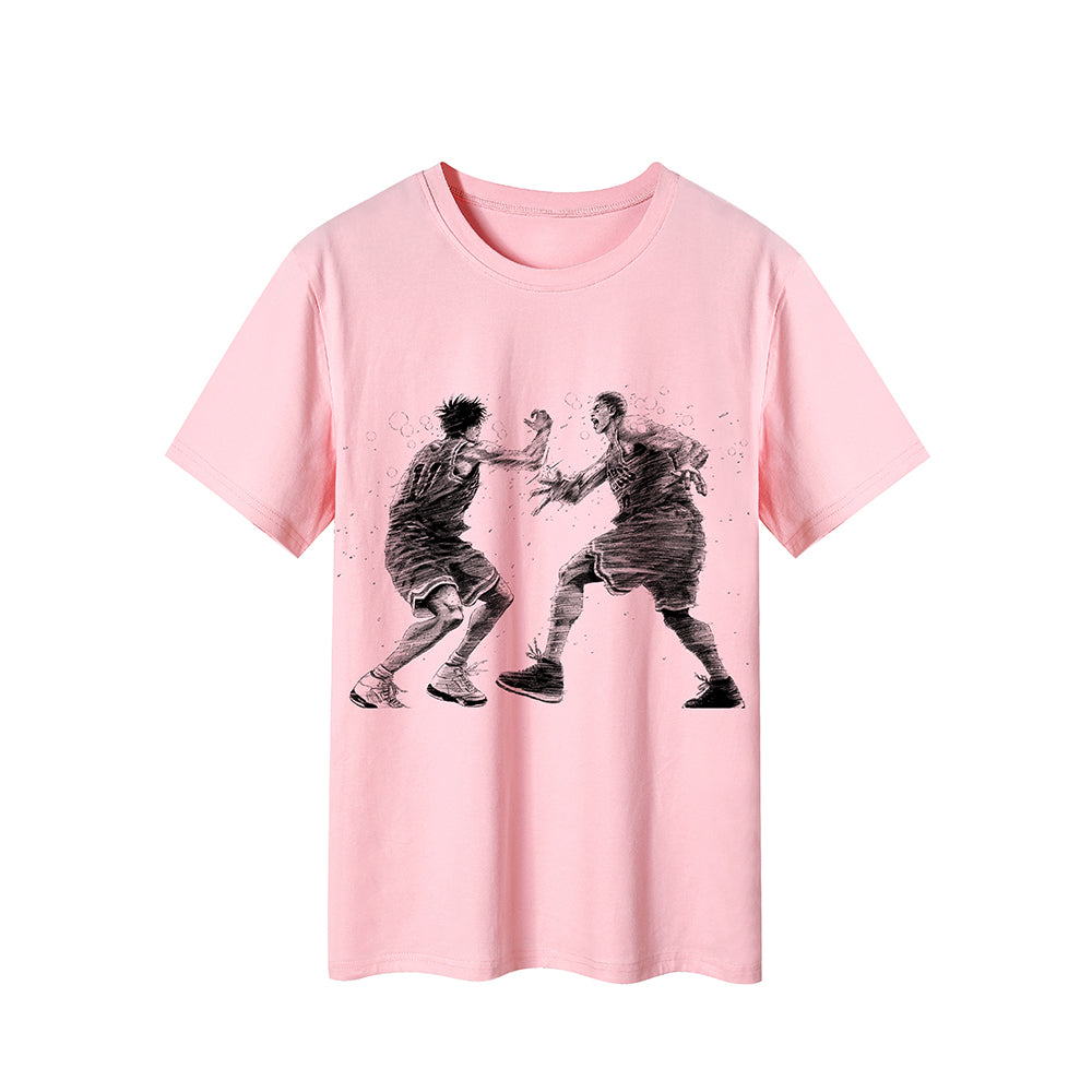 The First Slam Dunk Rukawa Kaede & Sakuragi Hanamichi T-Shirt Pink