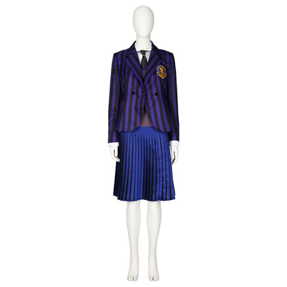 Wednesday (2022 TV Series) Nevermore Academy Uniform Purple Female Cosplay Costume