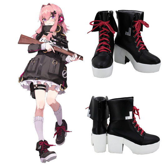 Niñas Frontline K31 Negro Rojo Zapatos Cosplay Botas