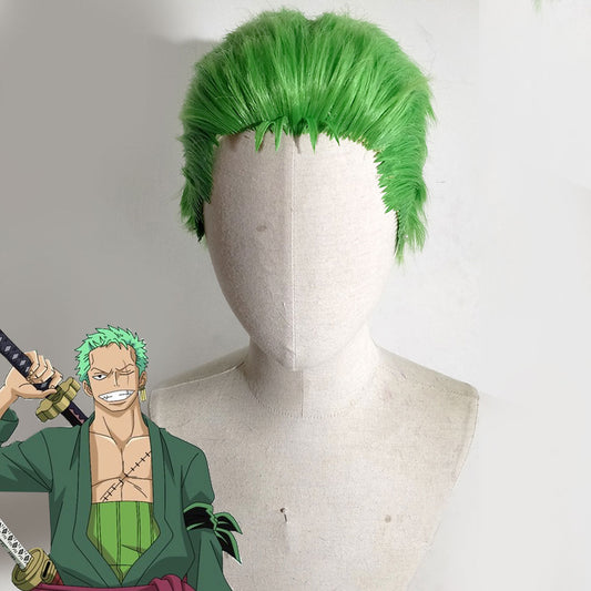 Peluca de cosplay verde de Roronoa Zoro de una pieza