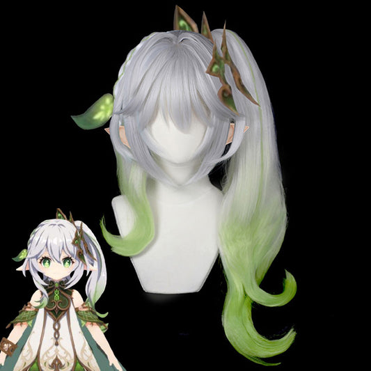 Genshin Impact Nahida Kusanali Parrucca cosplay bianca verde