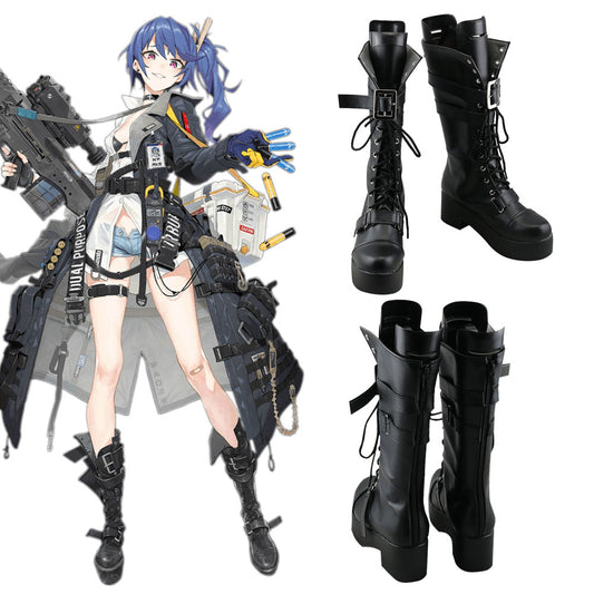 Frontline K11 para niña, zapatos negros con pistola y bala, botas de Cosplay