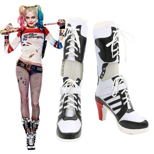 DC Comics New Batman Suicide Squad Harley Quinn Black Shoes Cosplay Boots