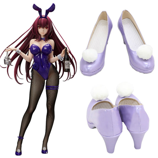 Fate Grand Order Assassin Lancer Scathach Bunny Girl Purple Shoes Cosplay Boots