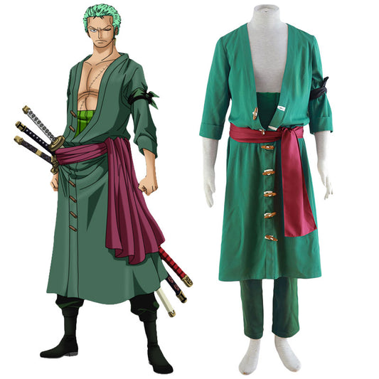 Traje de cosplay verde de una pieza Roronoa Zoro