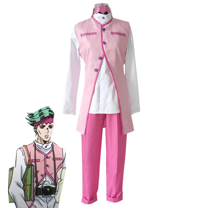 Le bizzarre avventure di Jojo: costume cosplay rosa Unbreakble Diamond Rohan Kishibe
