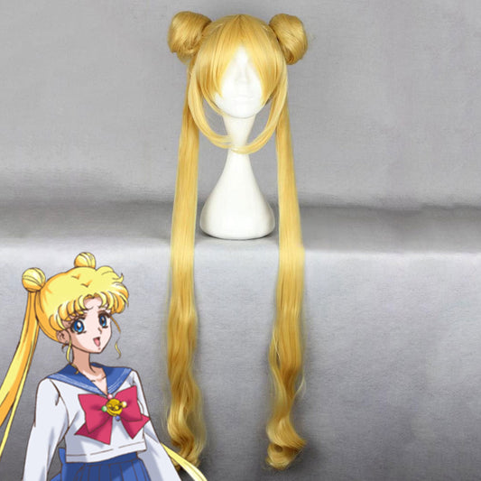 Sailor Moon Tsukino Usagi Peluca de cosplay dorada