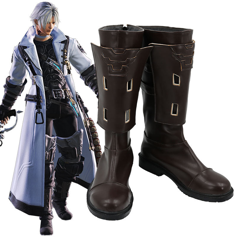 Final Fantasy XIV Thancred Waters Brown Shoes Cosplay Boots