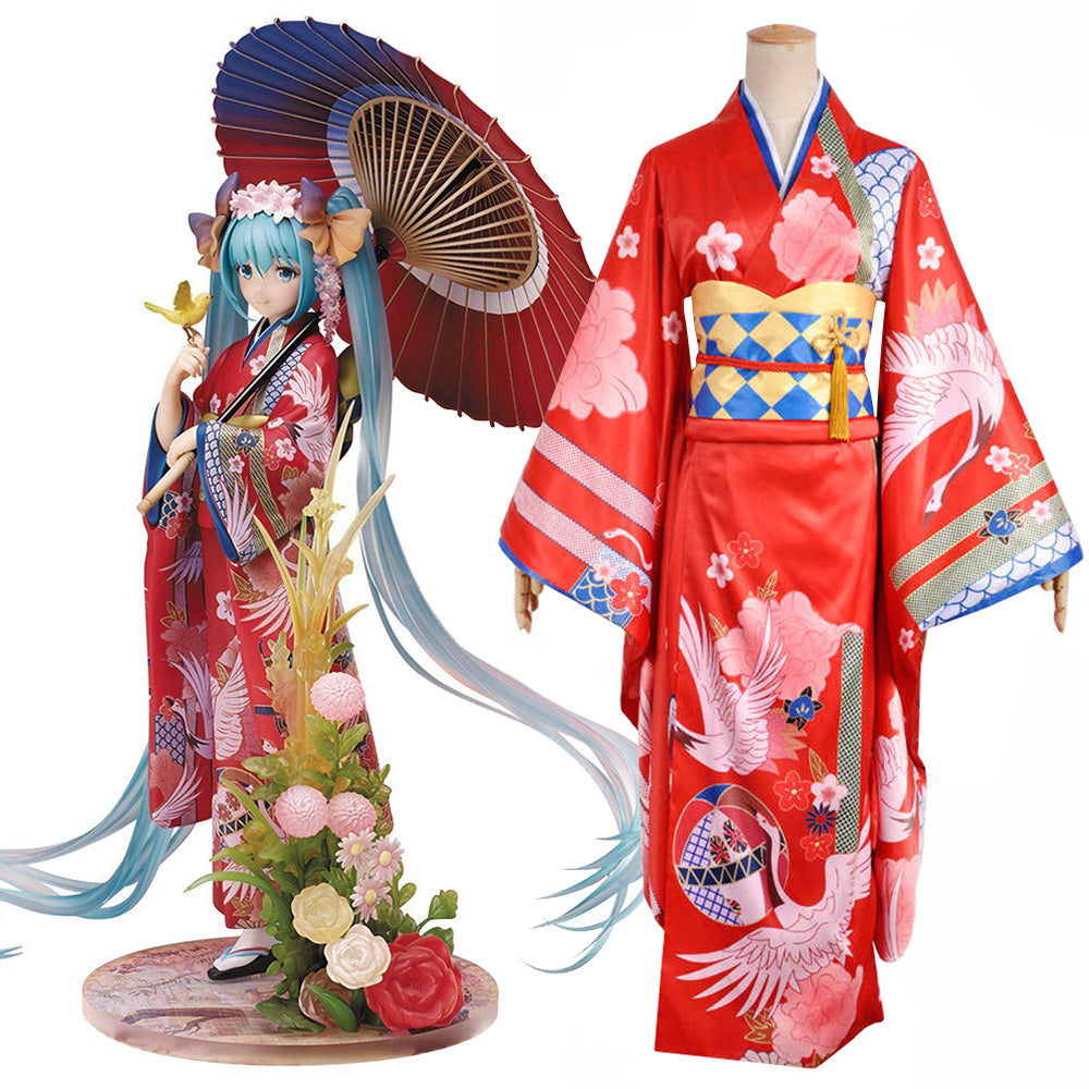 Disfraz de Cosplay de Vocaloid Hatsune Miku Kimono Yukata