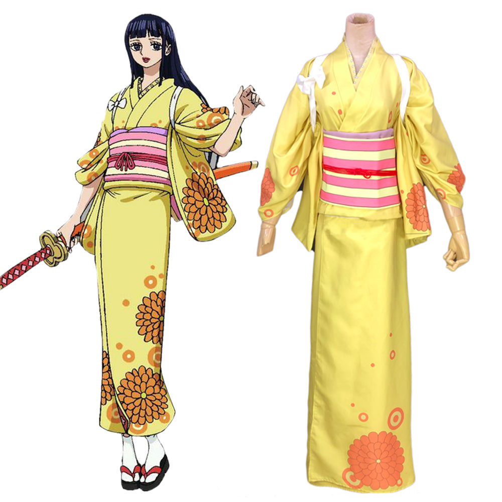 One Piece Wano Paese Arco Kikunojo OKiku Kimono Costume Cosplay