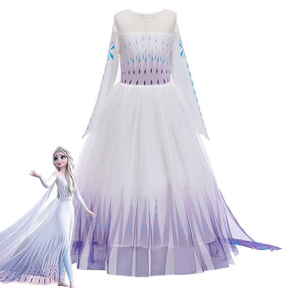 兒童兒童尺碼迪士尼冰雪奇緣 2 艾爾莎連衣裙萬聖節角色扮演服裝