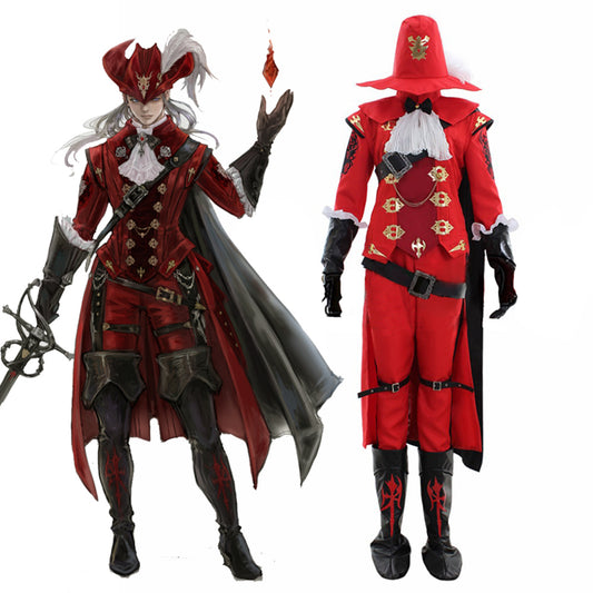 Disfraz de Cosplay de mago rojo de Final Fantasy XIV