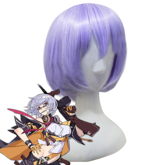 Peluca de cosplay morada con metralleta Thompson de primera línea para niña