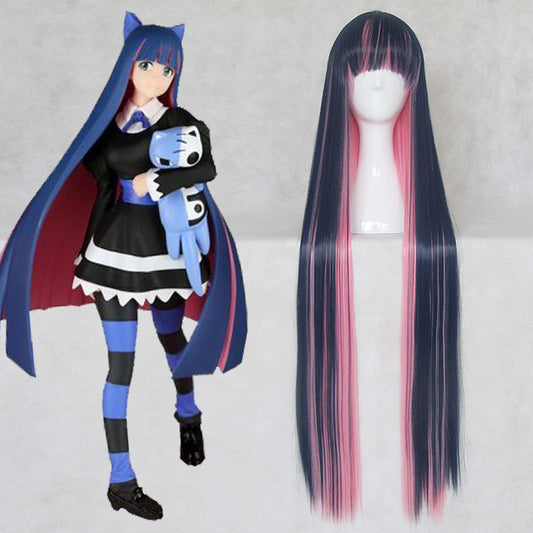 Bragas y medias con medias de liguero azul rosa cosplay peluca