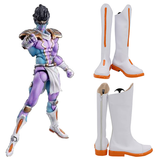 JoJo's Bizarre Adventure Jotaro Kujo Star, zapatos blancos platino, botas de Cosplay