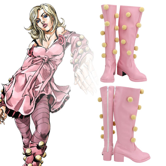 JoJo's Bizarre Adventure: Steel Ball Run Lucy Pink Shoes Botas de cosplay