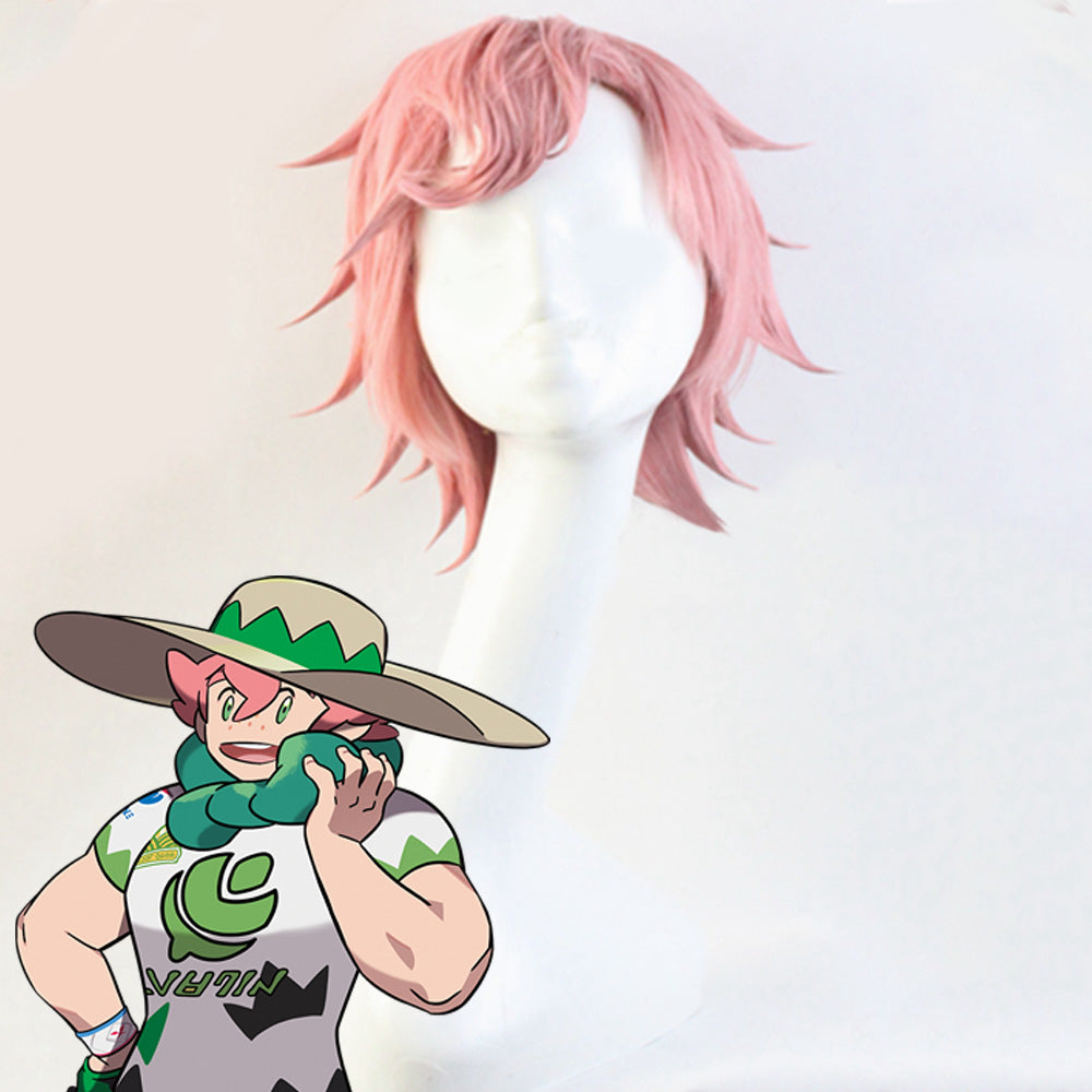 Pokemon Pokémon Sword And Shield Milo Pink Red Cosplay Wig