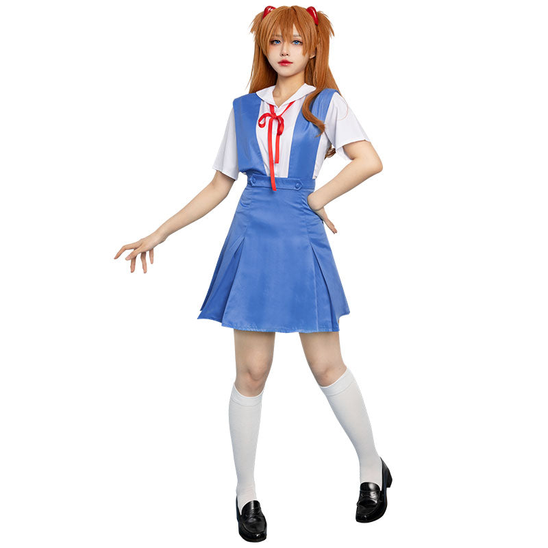 EVA Neon Genesis Evangelion Asuka Langley Sohryu School Uniforms Halloween Cosplay Costume