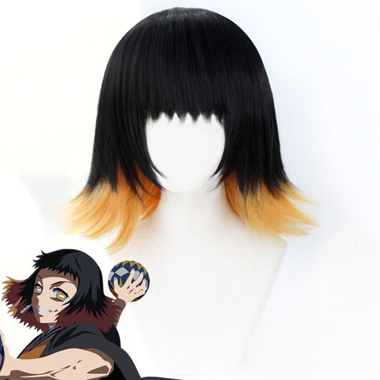 Tueur de démons : Kimetsu No Yaiba Susamaru perruque de cosplay dorée noire
