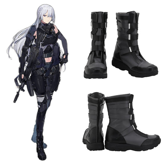 Frontline AK15 para niña, zapatos negros, botas de cosplay