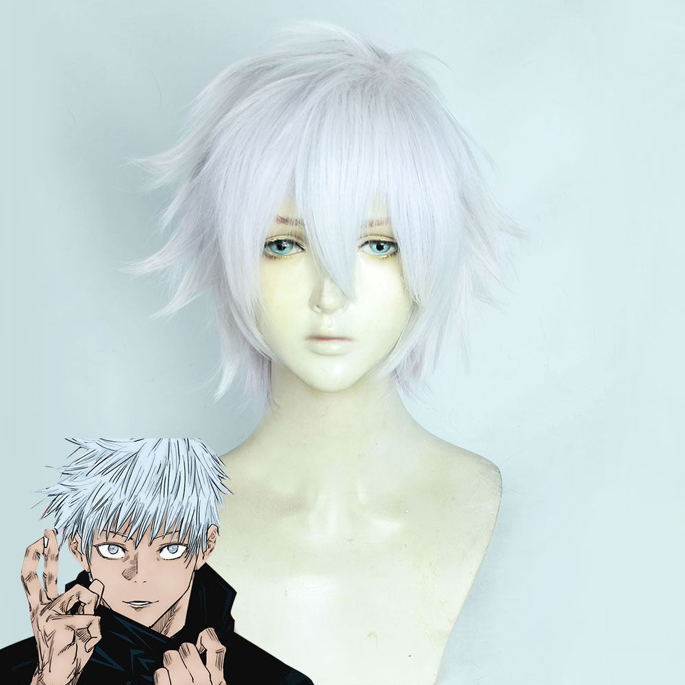 Jujutsu Kaisen Sorcery Fight Megumi Satoru Gojo Blanc Violet Cosplay Perruque - Édition B