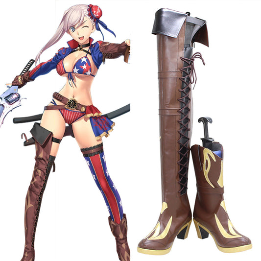 Fate Grand Order FGO Sabre Miyamoto Musashi Brown Schuhe Cosplay Stiefel