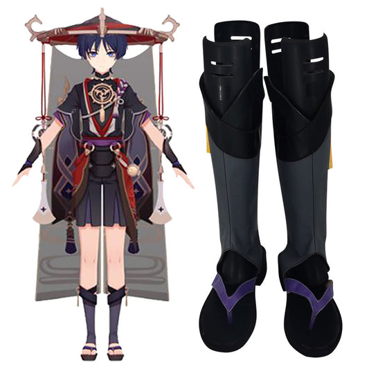 Genshin Impact Scaramouche Zapatos azules Botas de cosplay