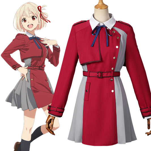 Disfraz de Cosplay de uniforme rojo de Lycoris Recoil Chisato Nishikigi