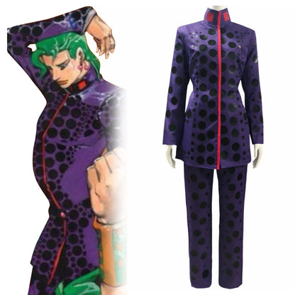 Jojo'S Bizarre Adventure: Stardust Crusaders Kakyoin Noriaki Purple Leopard Print Cosplay Costume