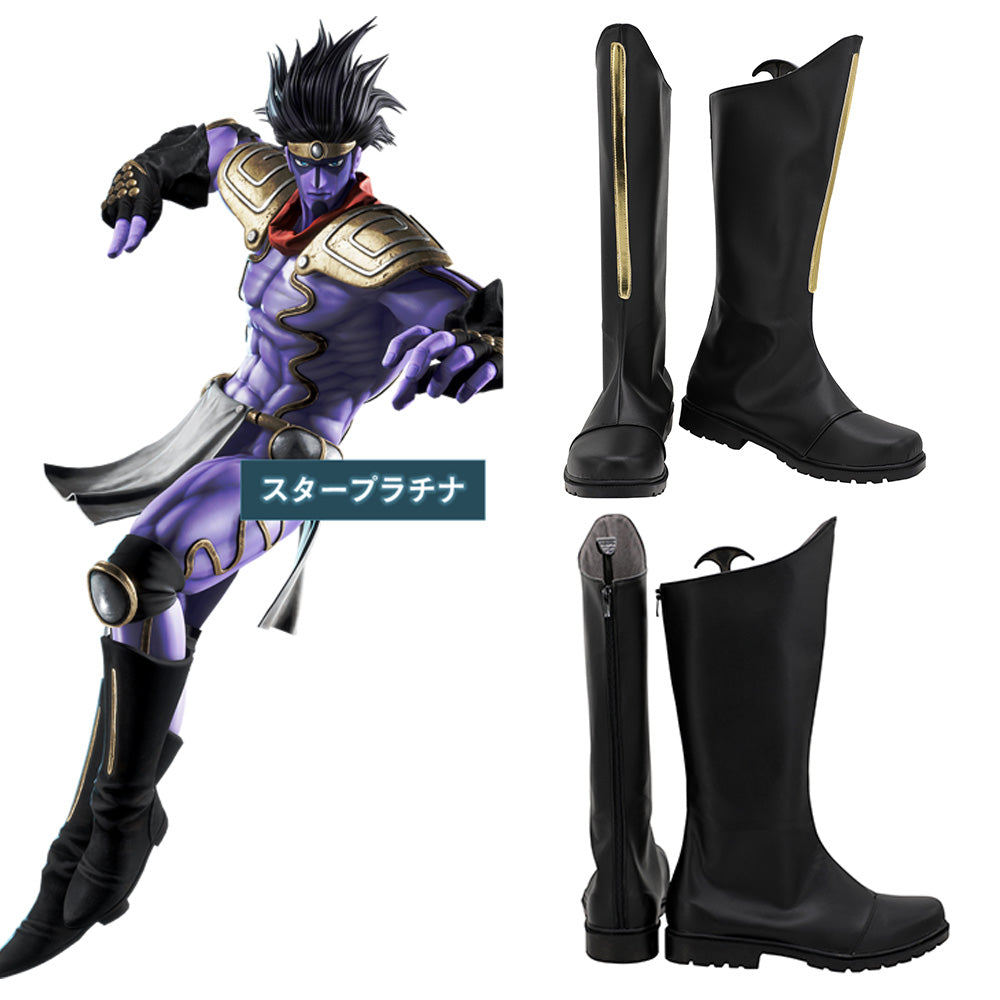 JoJo's Bizarre Adventure Jotaro Kujo Star Platin Schwarz Schuhe Cosplay Stiefel