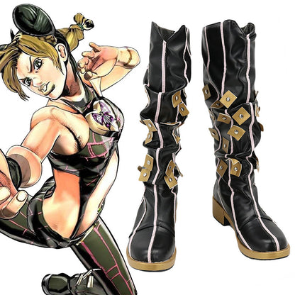 Jojo'S Bizarre Adventure: Stone Ocean Cujoh Jolyne Zapatos negros Botas de cosplay