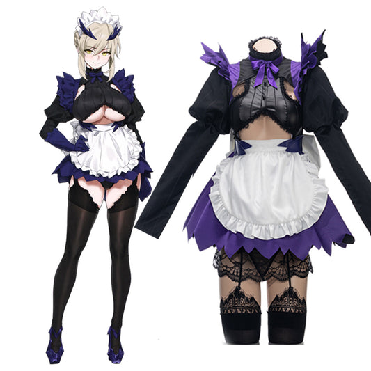 Fate Grand Order Lancer Alter Artoria Pendragon Maid Schwarz Cosplay Kostüm