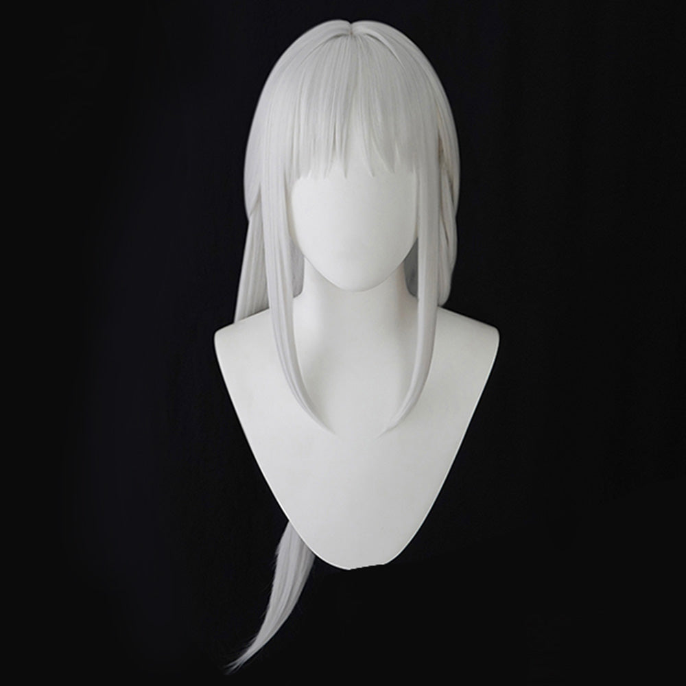 Azur Lane USS Massachusetts vestido para impresionar peluca de cosplay de plata blanca