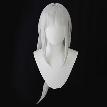 Azur Lane USS Massachusetts vestido para impresionar peluca de cosplay de plata blanca