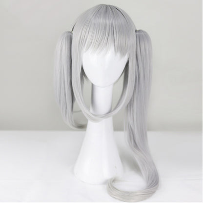 Date A Bullet Date A Live White Queen Kurumi Tokisaki Nightmare Wthie Dress Silver Grey Cosplay Wig