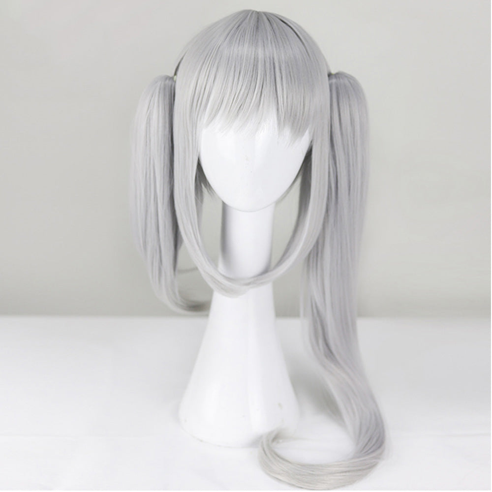 Date A Bullet Date A Live White Queen Kurumi Tokisaki Nightmare Wthie Robe Argent Gris Cosplay Perruque