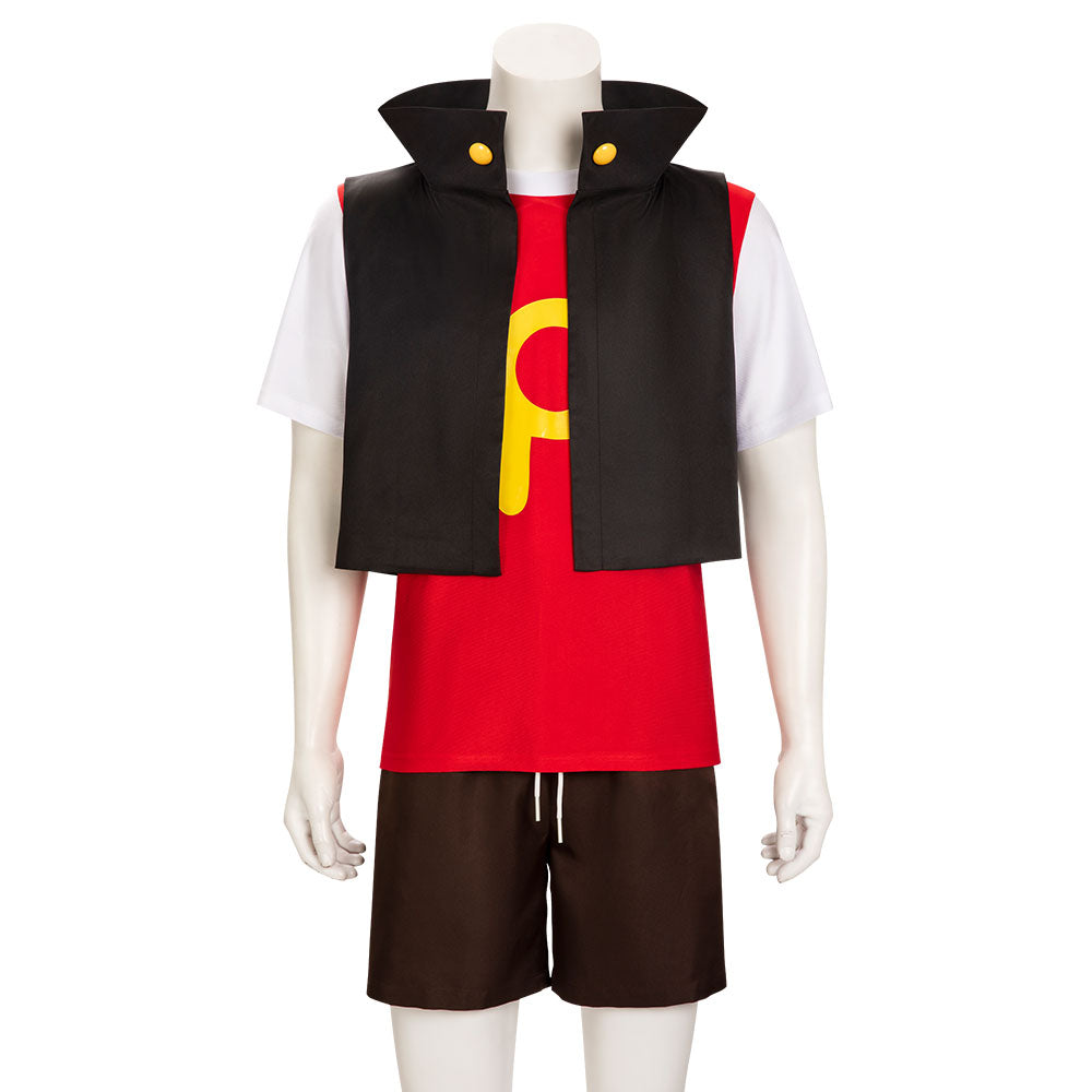 Pokemon Gold and Silver Trainer Ethan Red Cosplay Costume