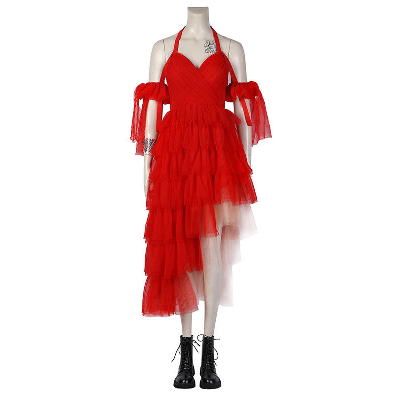 DC The Suicide Squad 2 Harley Quinn 2021 Movie Red Dress Halloween Cosplay Costume