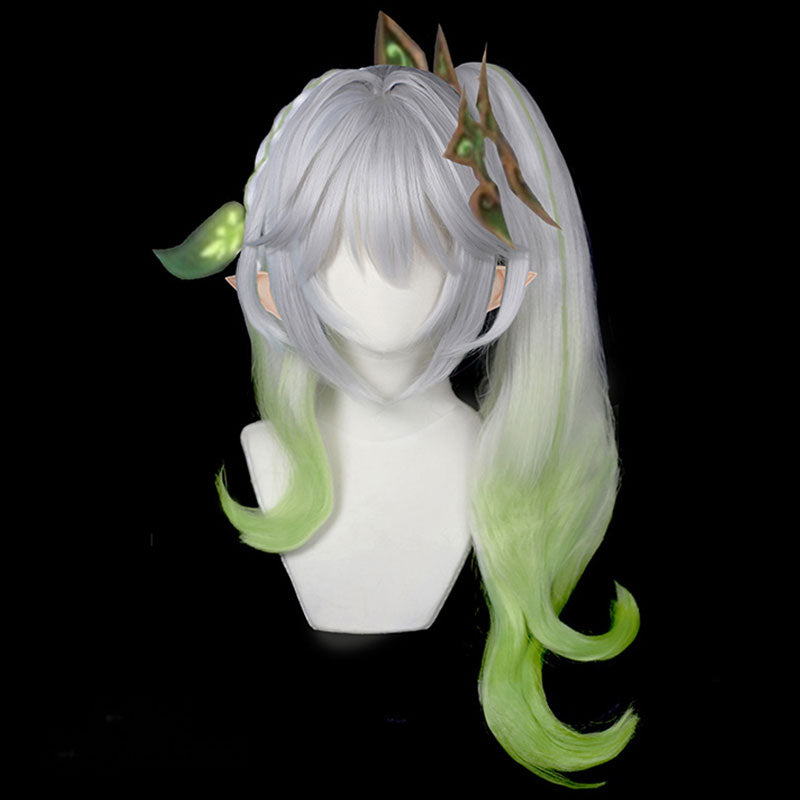 Genshin Impact Nahida Kusanali White Green Cosplay Wig