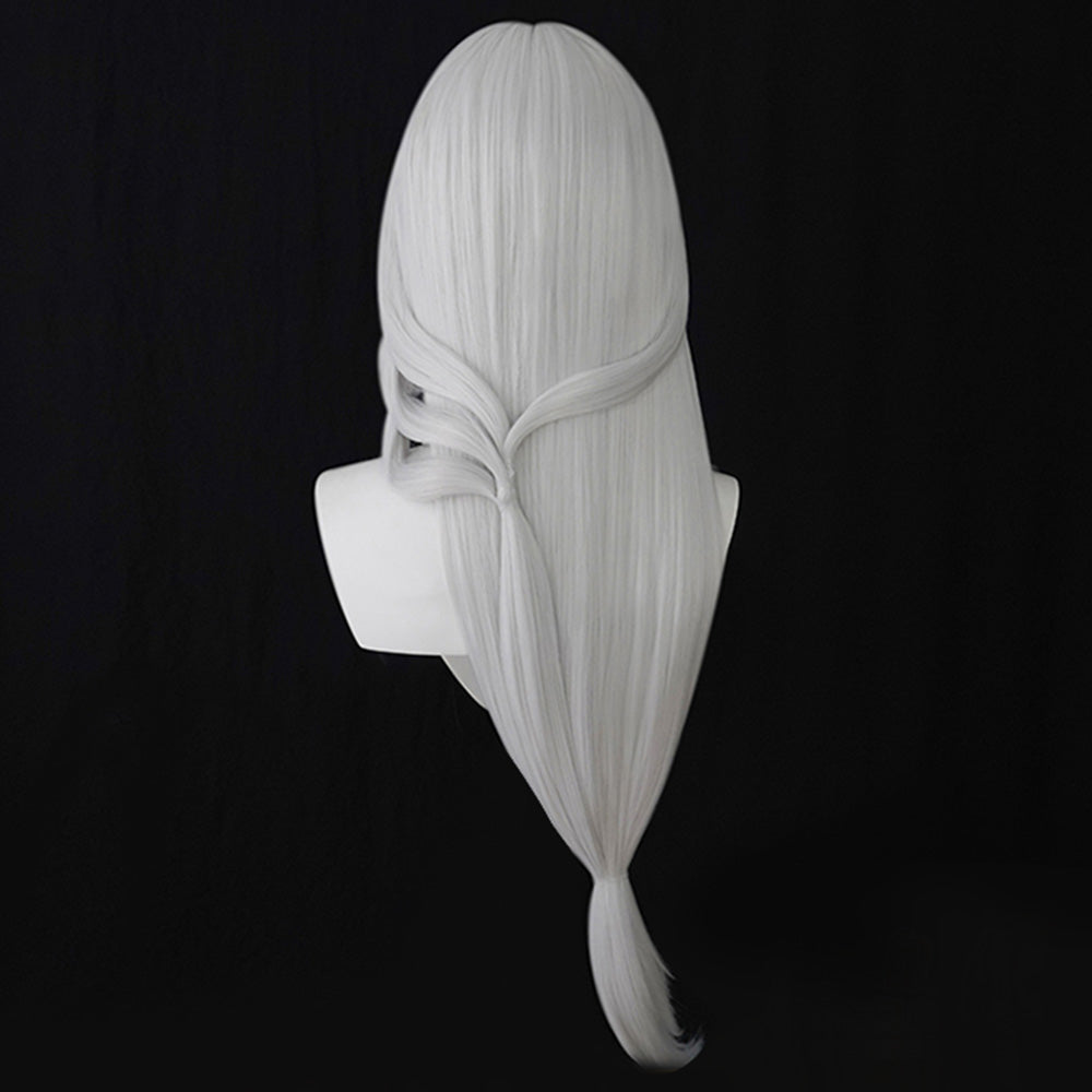 Azur Lane USS Massachusetts vestido para impresionar peluca de cosplay de plata blanca