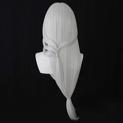 Azur Lane USS Massachusetts vestido para impresionar peluca de cosplay de plata blanca