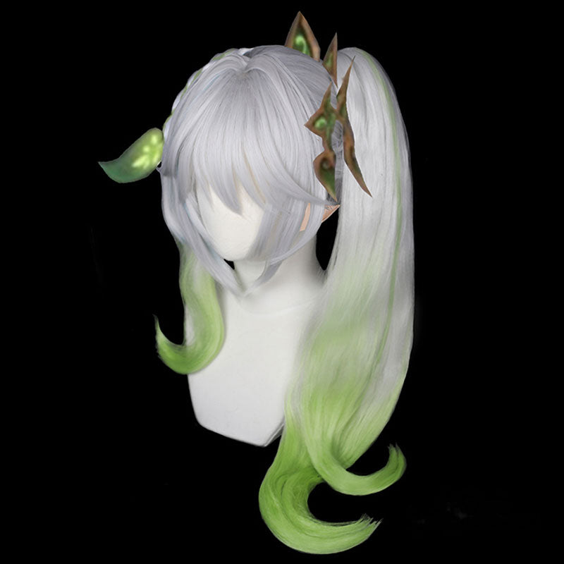 Genshin Impact Nahida Kusanali White Green Cosplay Wig