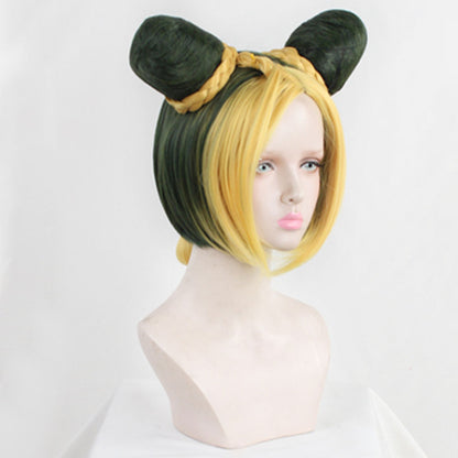 JoJo's Bizarre Adventure Jolyne Cujoh Peluca de cosplay verde dorado