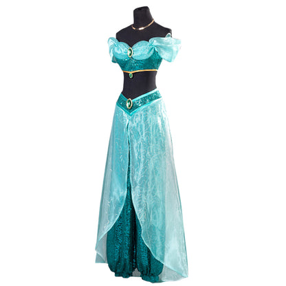 Disney Aladdin Prinzessin Jasmin Kleid Cosplay Kostüm - Neue Ausgabe