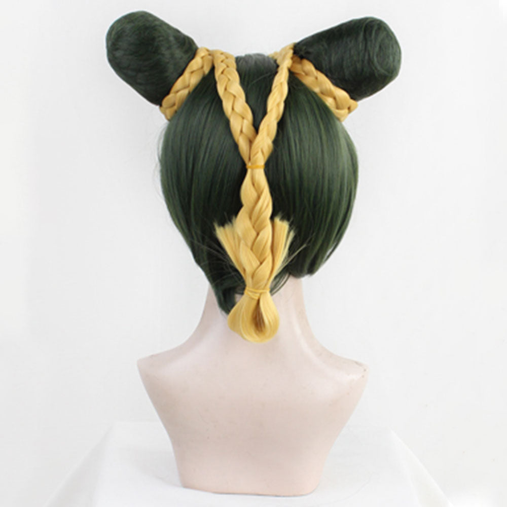 JoJo's Bizarre Adventure Jolyne Cujoh Peluca de cosplay verde dorado