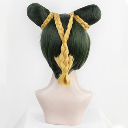 JoJo's Bizarre Adventure Jolyne Cujoh Peluca de cosplay verde dorado