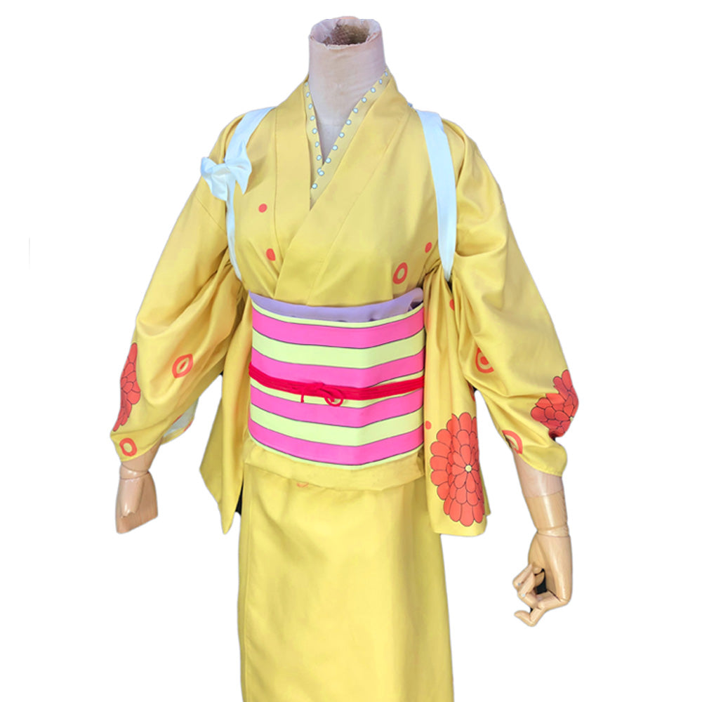 Una pieza Wano Country Arc Kikunojo OKiku Kimono Cosplay disfraz