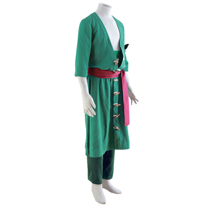 Traje de cosplay verde de una pieza Roronoa Zoro