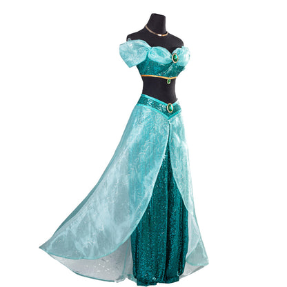 Disney Aladdin Prinzessin Jasmin Kleid Cosplay Kostüm - Neue Ausgabe