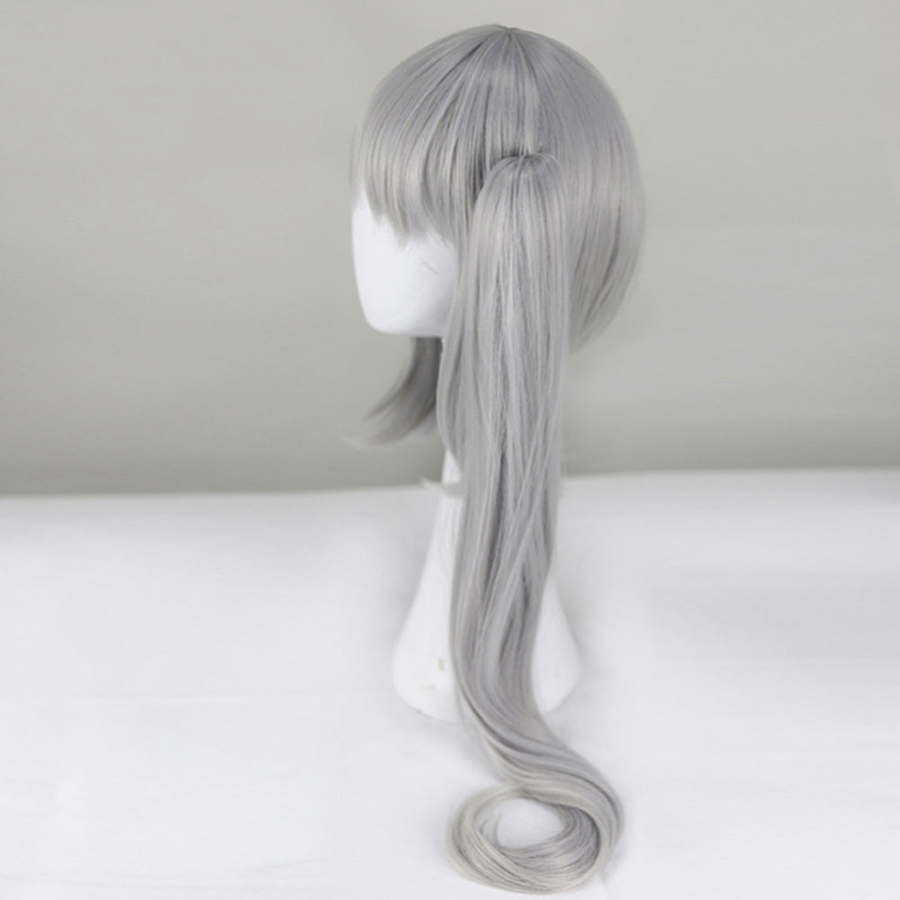 Date A Bullet Date A Live White Queen Kurumi Tokisaki Nightmare Wthie Dress Silver Grey Cosplay Wig
